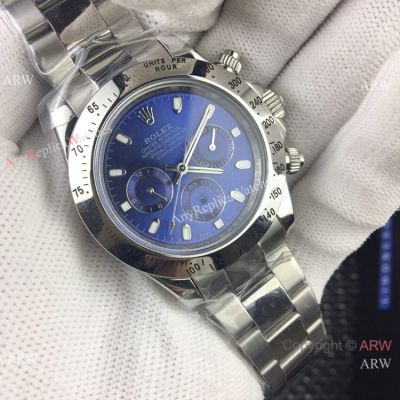 Best Quality Rolex Daytona Blue Dial Replica Watches Stainless Steel 40mm